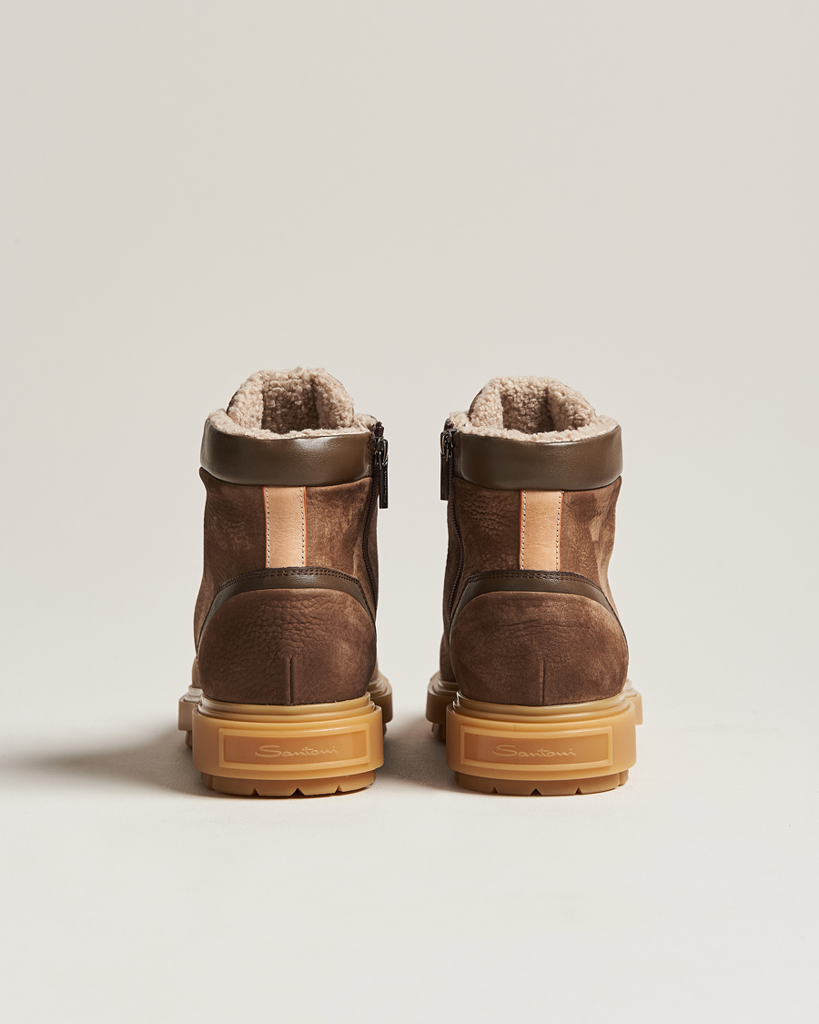 Men | Santoni St Moritz Winter Boots Brown Nubuck | Santoni | St Moritz Winter Boots Brown Nubuck