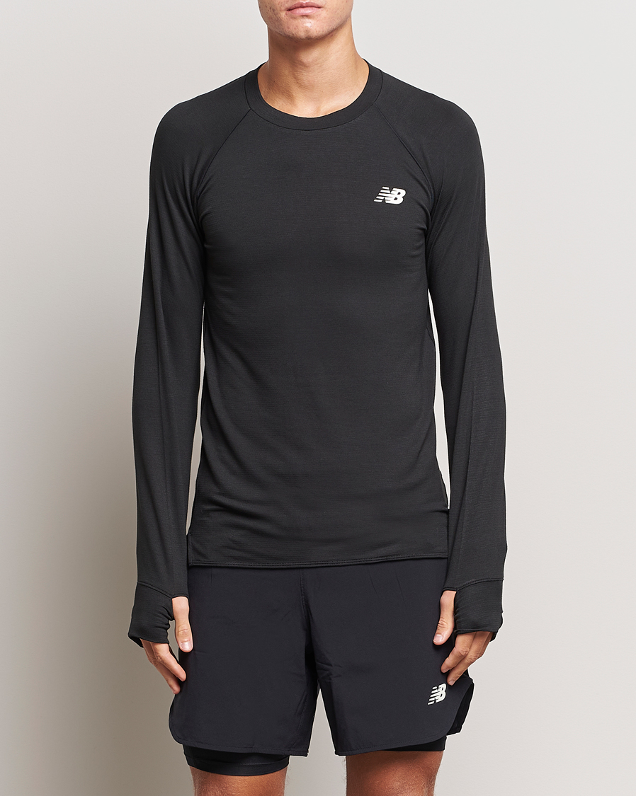 Men | Long Sleeve T-shirts | New Balance | Running Q Speed Jacquard Long Sleeve T-Shirt Black