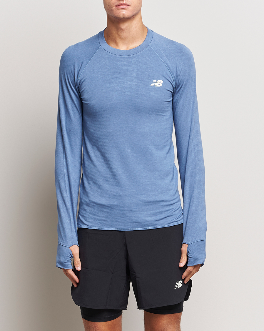 Men | Long Sleeve T-shirts | New Balance | Running Q Speed Jacquard Long Sleeve T-Shirt Mercury Blue