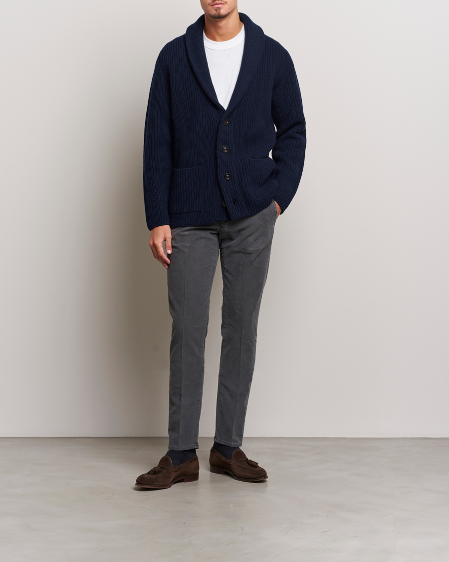 Men | Trousers | Incotex | Slim Fit Garment Dyed Slacks Dark Grey