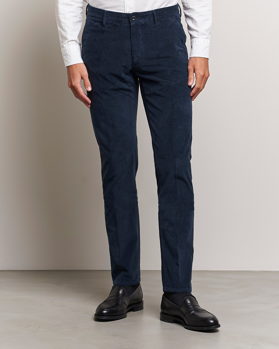 Men | Trousers | Incotex | Slim Fit Leisure Cord Slacks Navy