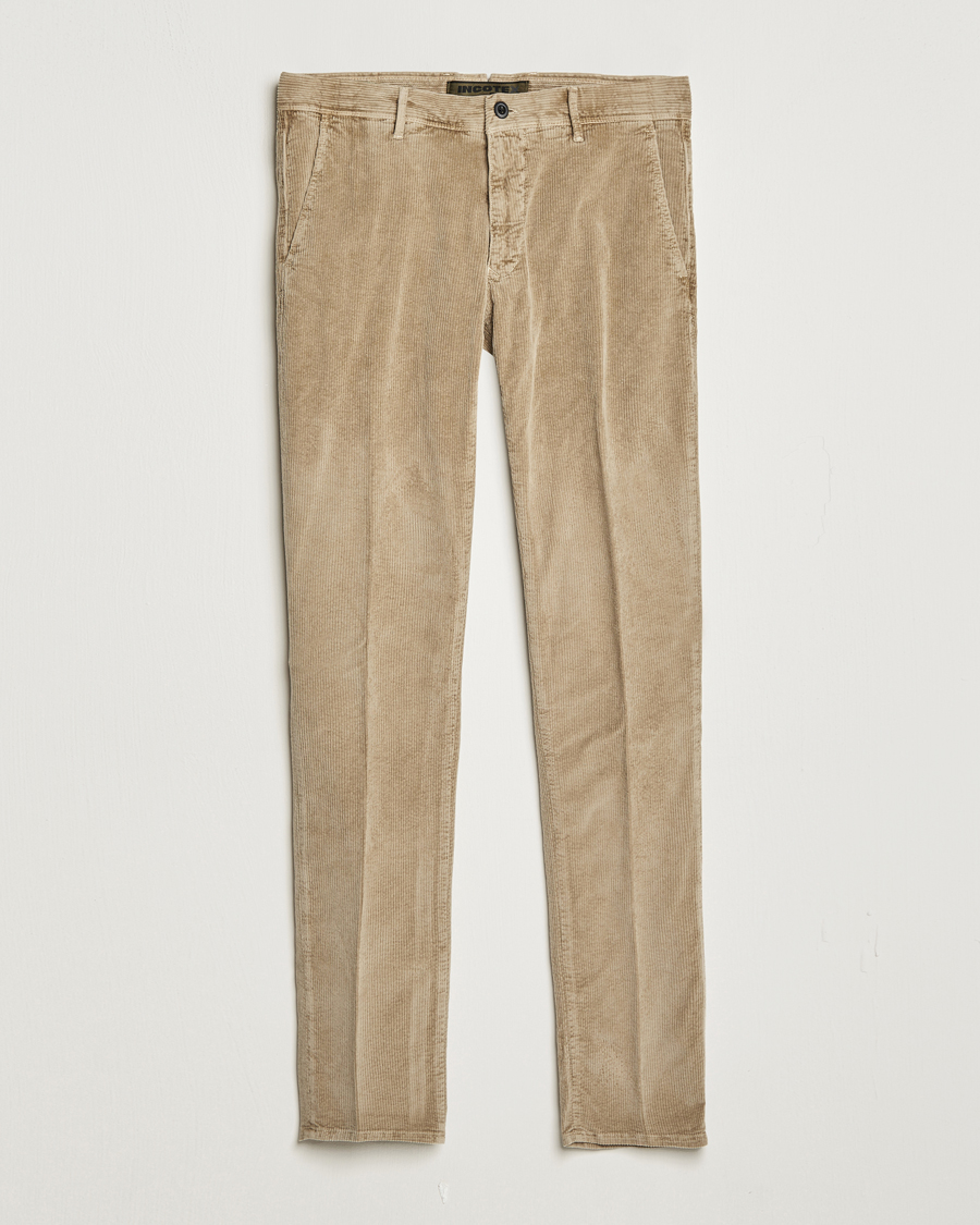 Men | Trousers | Incotex | Slim Fit Leisure Cord Slacks Beige