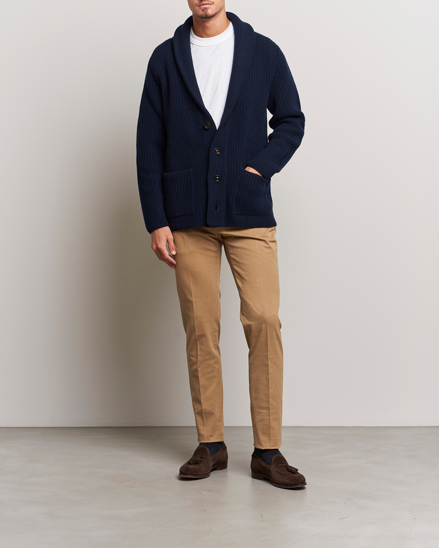 Men | Trousers | Incotex | Slim Fit Cotton Stretch Chinos Beige