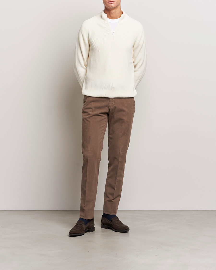 Men | Trousers | Incotex | Slim Fit Luxury Moleskine Trousers Taupe