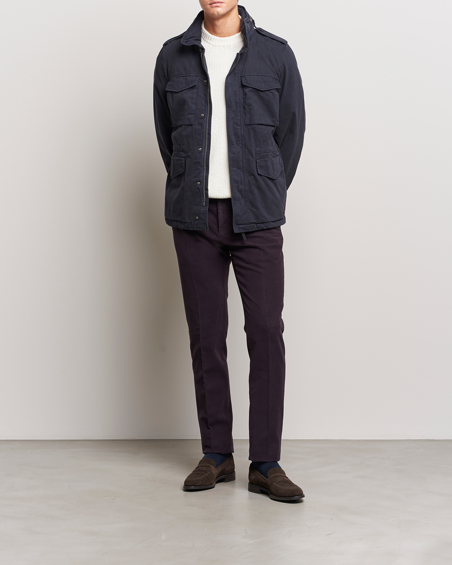 Men | Trousers | Incotex | Slim Fit Luxury Moleskine Trousers Burgundy