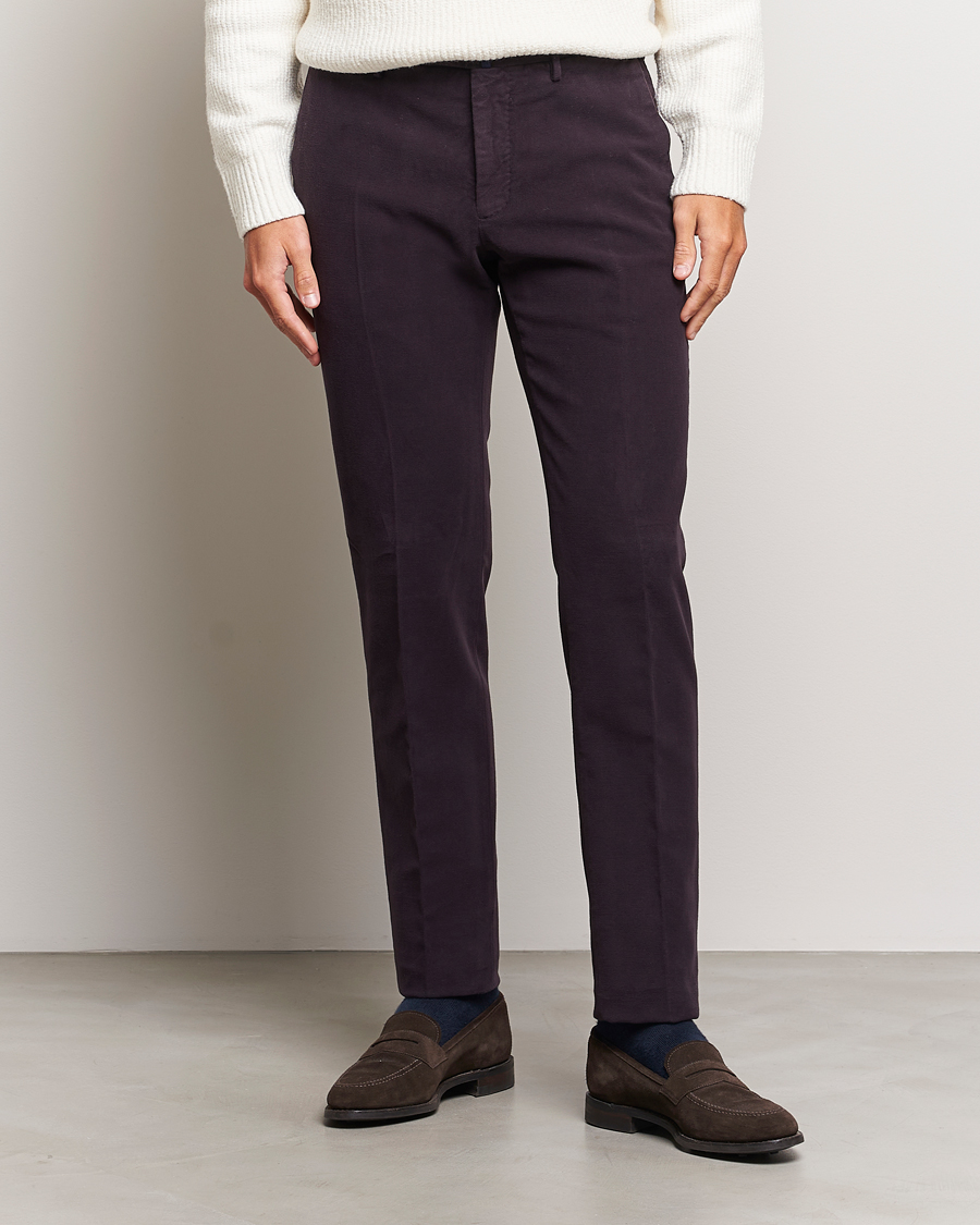 Men |  | Incotex | Slim Fit Luxury Moleskine Trousers Burgundy