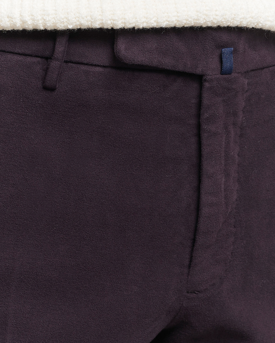 Men | Trousers | Incotex | Slim Fit Luxury Moleskine Trousers Burgundy
