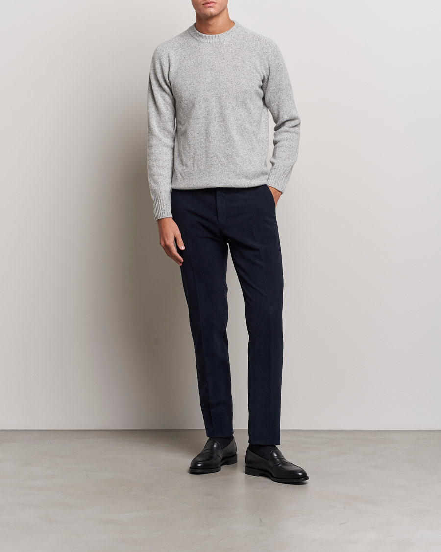 Men | Trousers | Incotex | Slim Fit Luxury Moleskine Trousers Navy