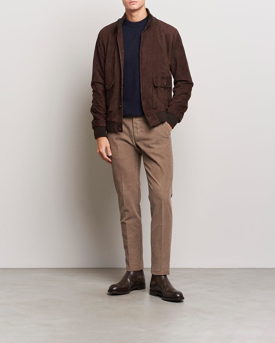 Men | Trousers | Incotex | Slim Fit Soft Corduroy Trousers Taupe