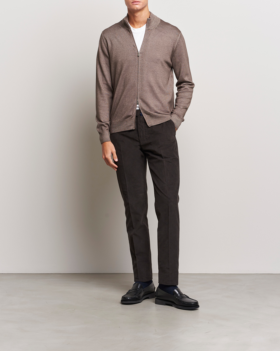 Men | Trousers | Incotex | Slim Fit Soft Corduroy Trousers Dark Brown