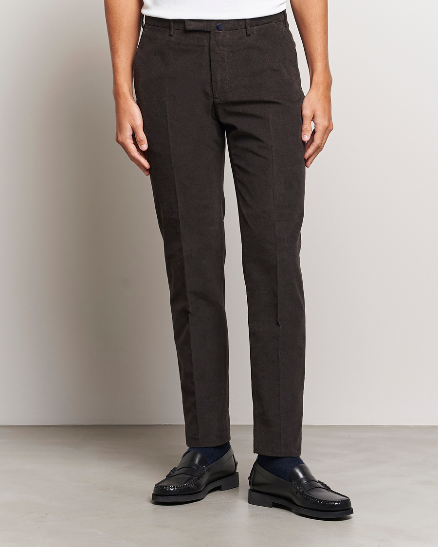 Men | Corduroy Trousers | Incotex | Slim Fit Soft Corduroy Trousers Dark Brown