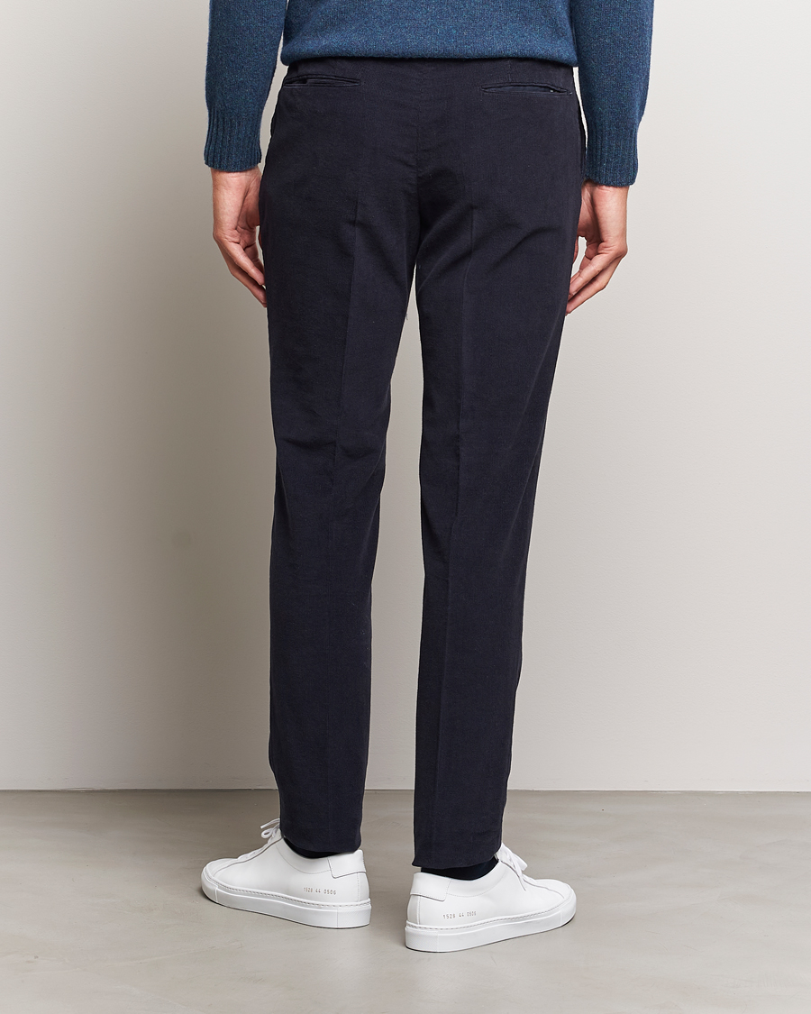 Men | Trousers | Incotex | Slim Fit Soft Corduroy Trousers Navy