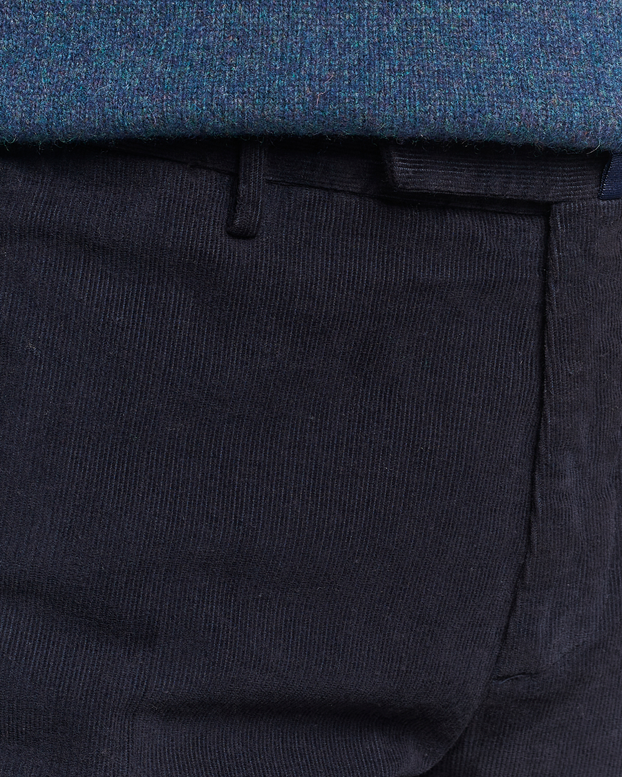 Men | Trousers | Incotex | Slim Fit Soft Corduroy Trousers Navy