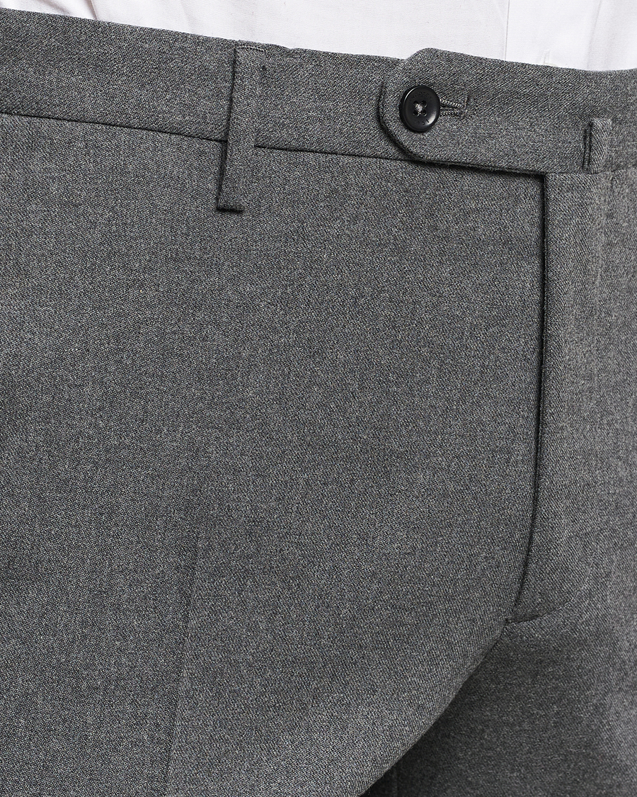 Men | Trousers | Incotex | Slim Fit Washable Flannel Trousers Grey Melange