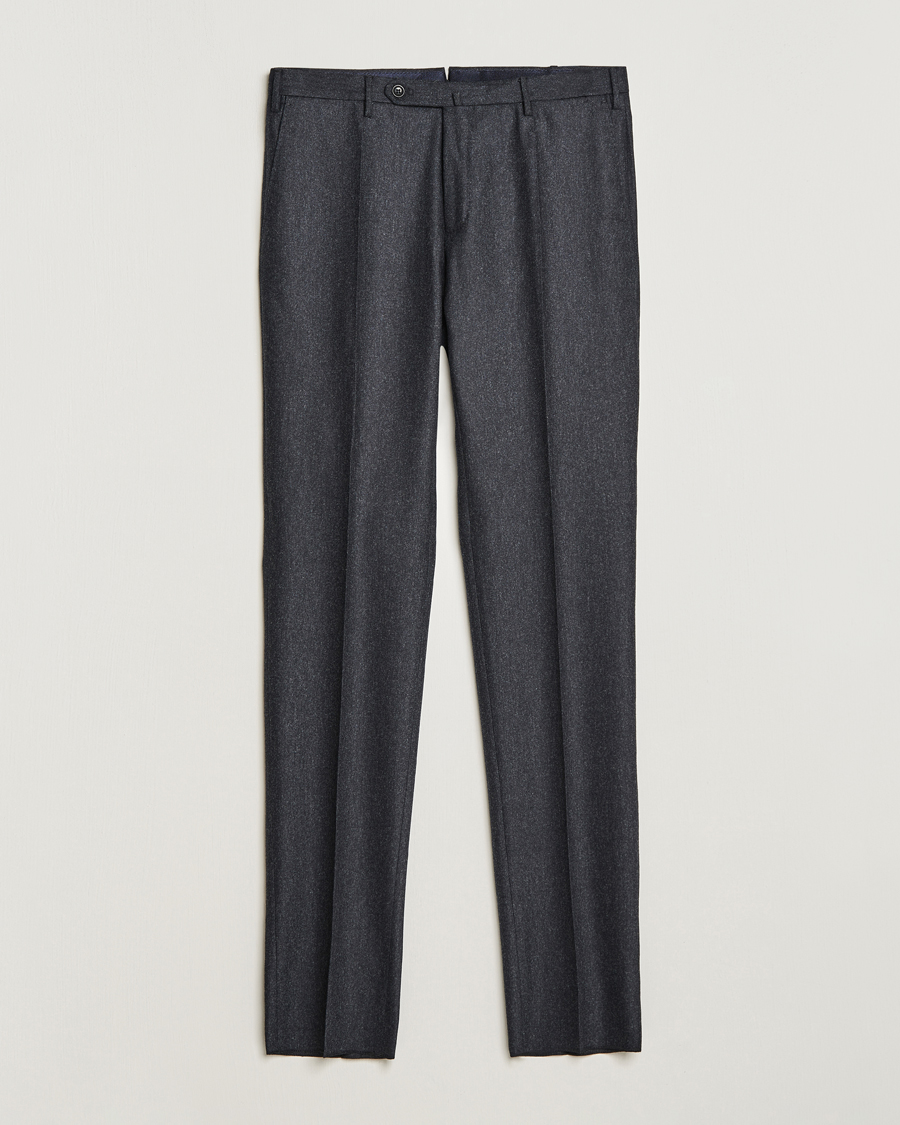 Incotex Slim Fit Carded Flannel Trousers Dark Grey at CareOfCarl.com