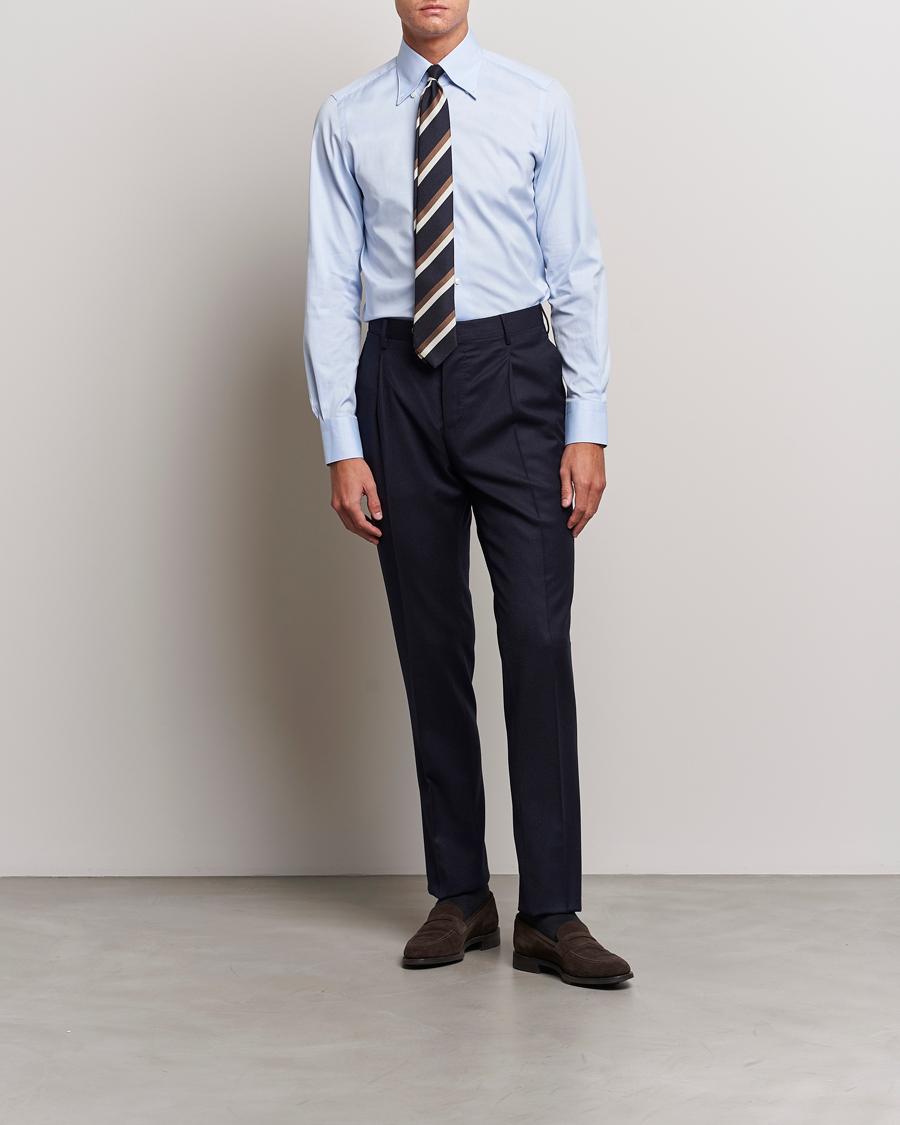 Men | Shirts | Finamore Napoli | Milano Slim Oxford Button Down Shirt Light Blue