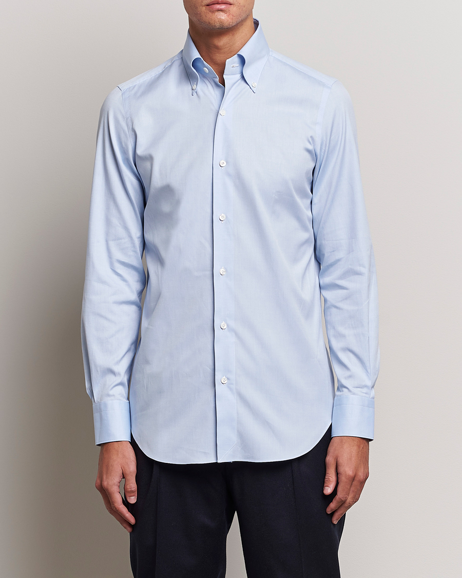 Men | Shirts | Finamore Napoli | Milano Slim Oxford Button Down Shirt Light Blue