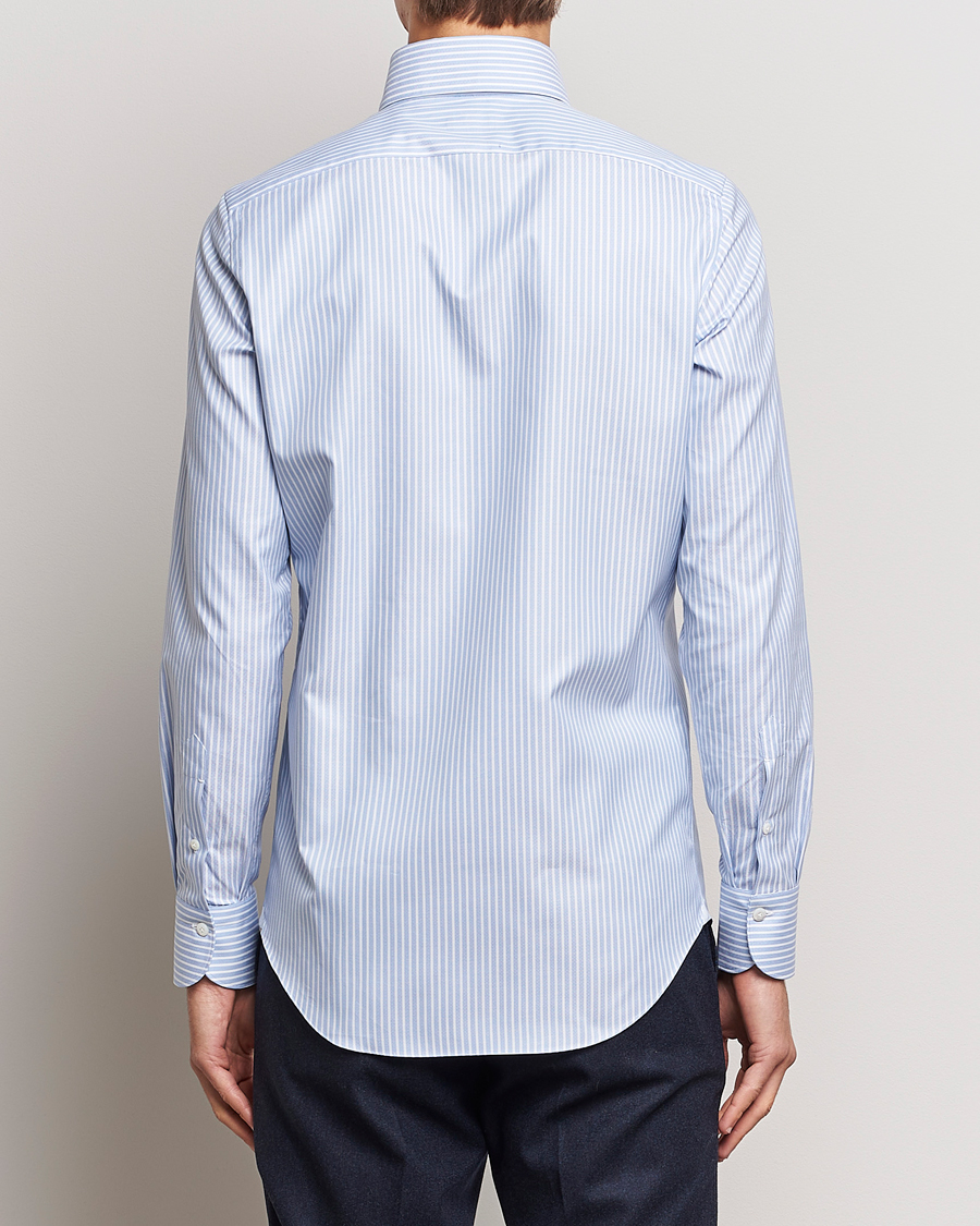 Men | Shirts | Finamore Napoli | Milano Slim Oxford Button Down Shirt Blue Stripe