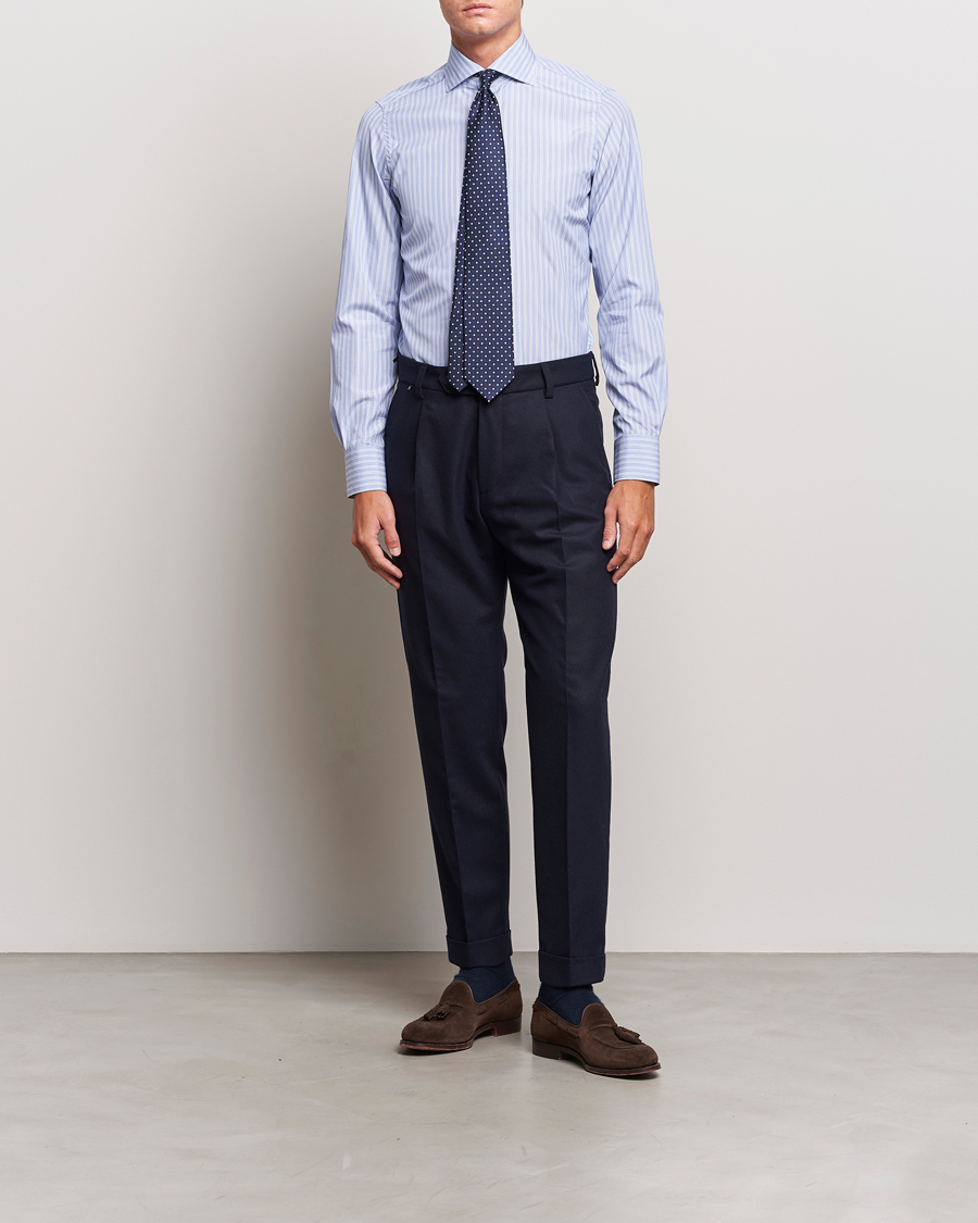 Men | Shirts | Finamore Napoli | Milano Slim Giza 170 Dress Shirt Light Blue