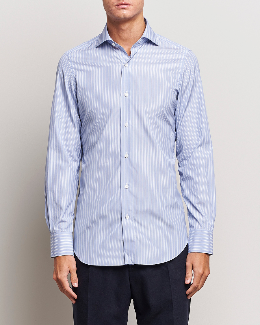 Men | Shirts | Finamore Napoli | Milano Slim Giza 170 Dress Shirt Light Blue