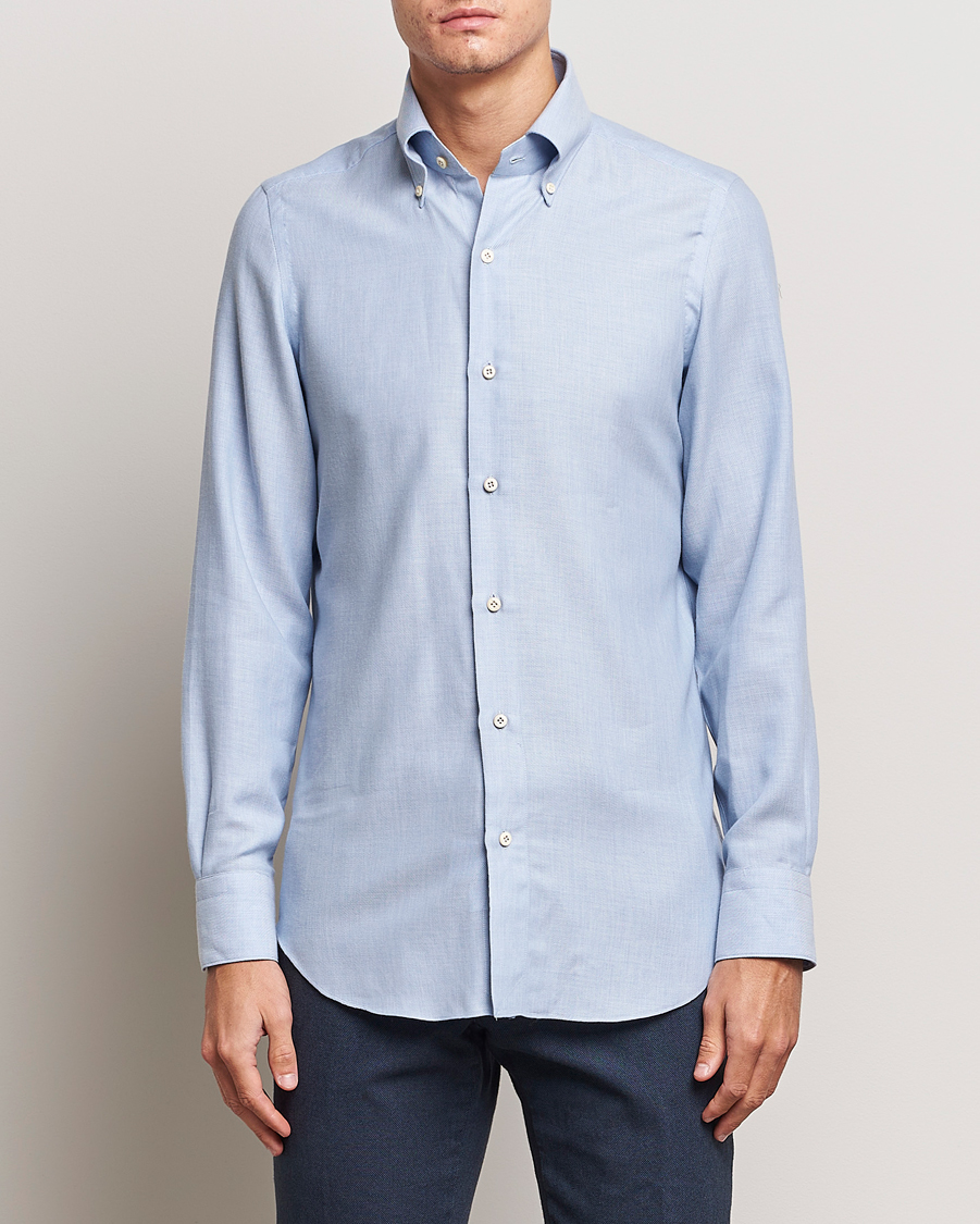 Men | Finamore Napoli | Finamore Napoli | Milano Slim Cashmere BD Shirt Light Blue