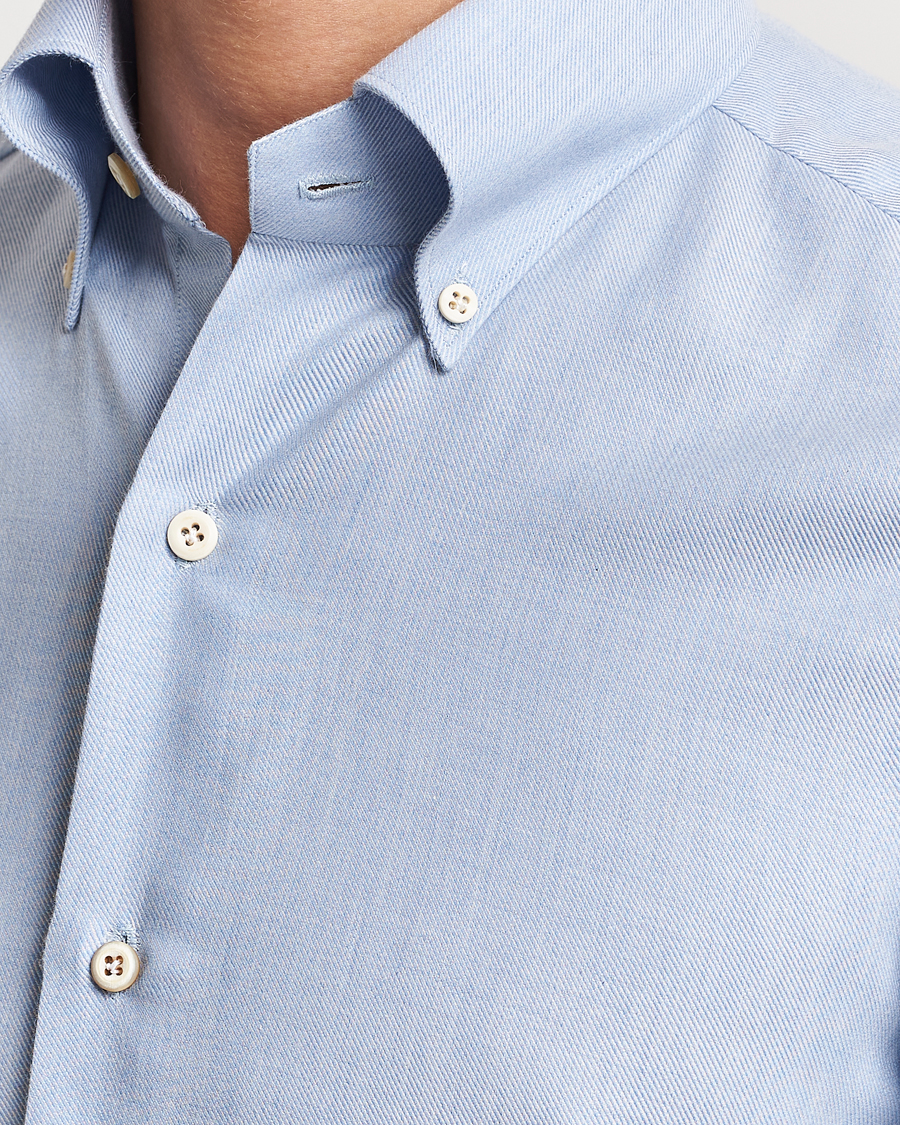 Men | Shirts | Finamore Napoli | Milano Slim Cashmere BD Shirt Light Blue