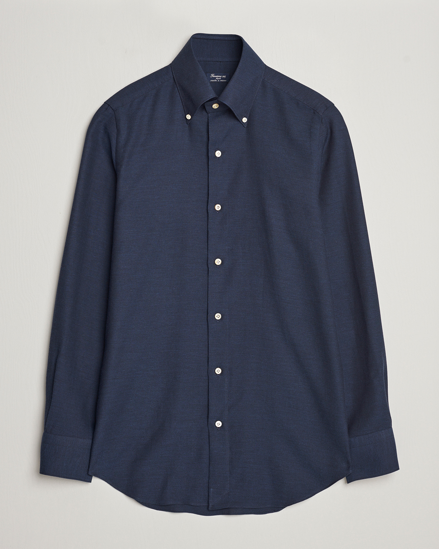 Men | Shirts | Finamore Napoli | Milano Slim Cashmere BD Shirt Navy