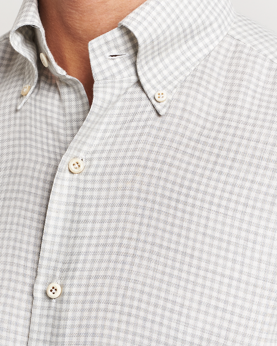 Men | Shirts | Finamore Napoli | Milano Slim Cashmere BD Shirt Light Grey