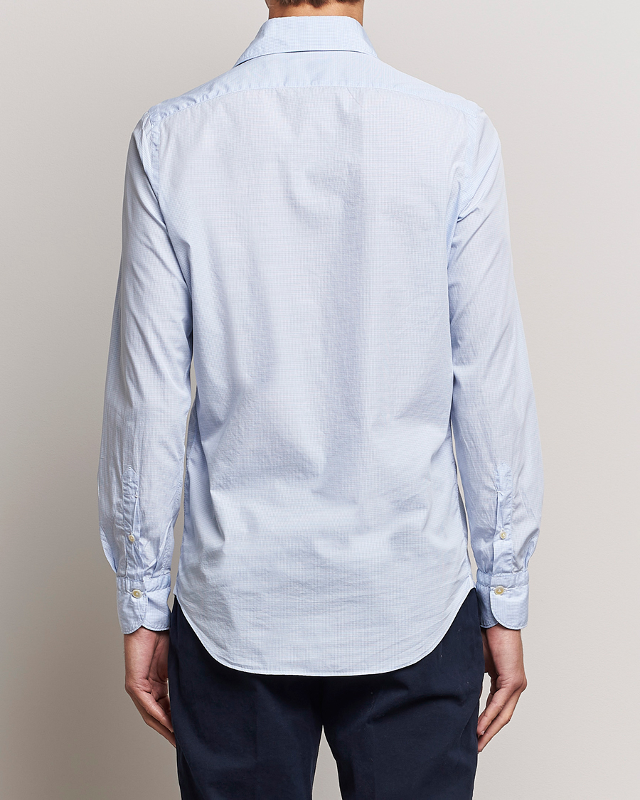 Men | Shirts | Finamore Napoli | Milano Slim Washed Dress Shirt Blue Check