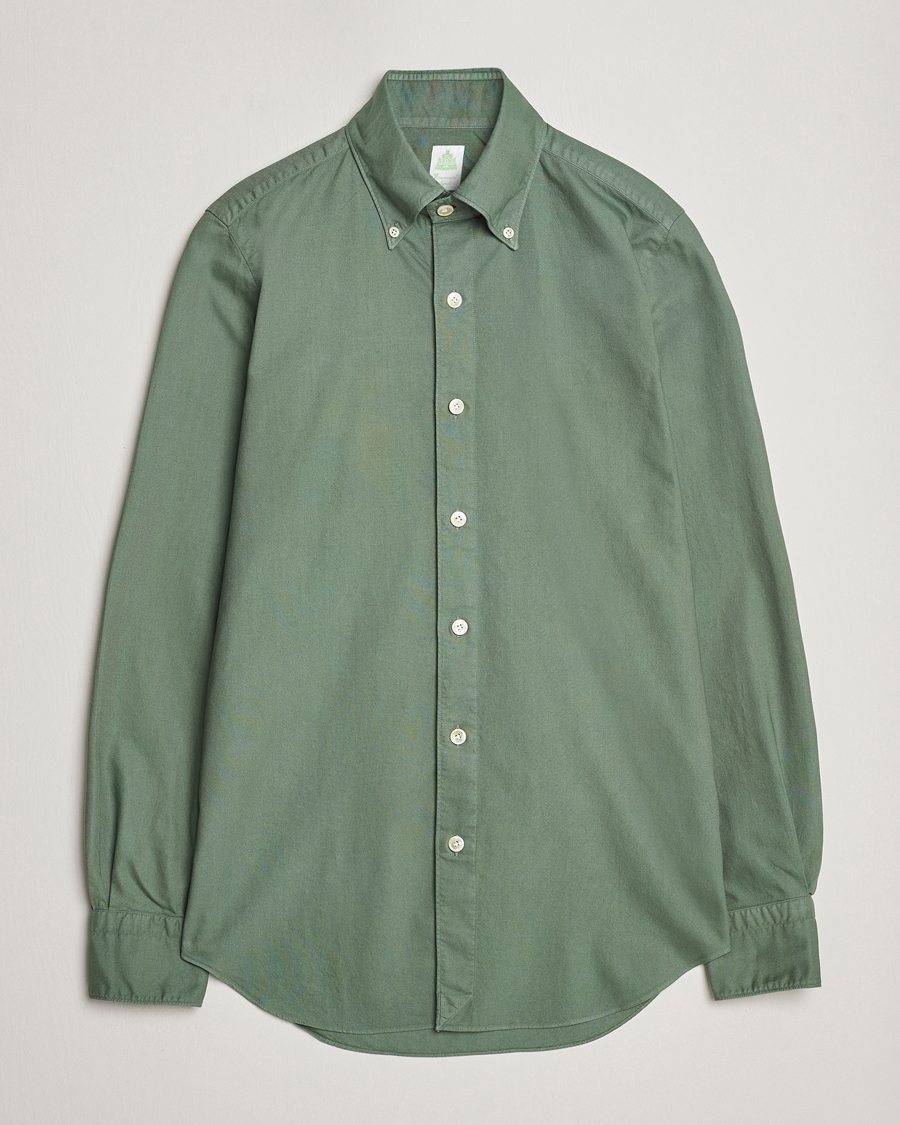 Men | Shirts | Finamore Napoli | Tokyo Slim Oxford Button Down Shirt Olive