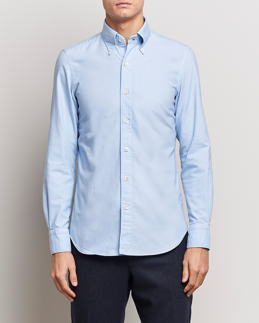 Men | Shirts | Finamore Napoli | Tokyo Slim Oxford Button Down Shirt Light Blue