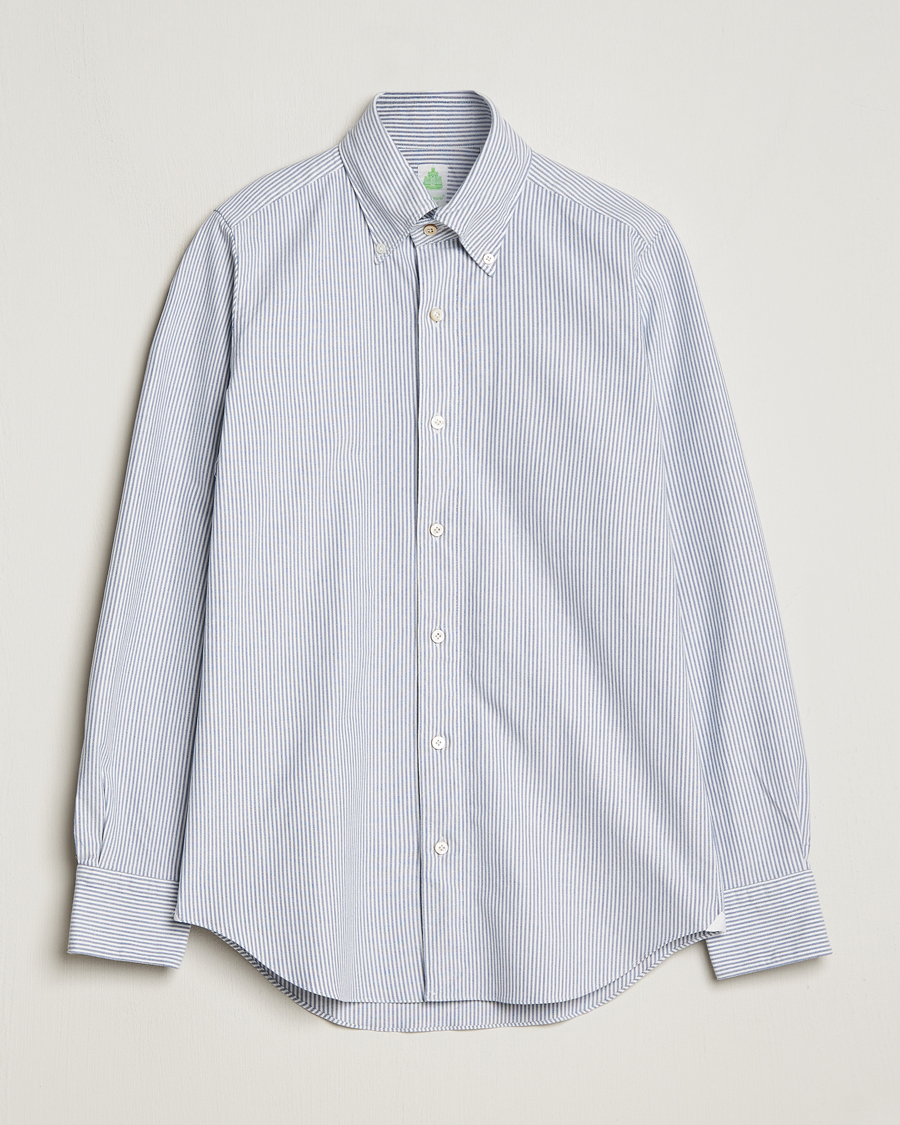 Men | Shirts | Finamore Napoli | Tokyo Slim Oxford Button Down Shirt Blue Stripe