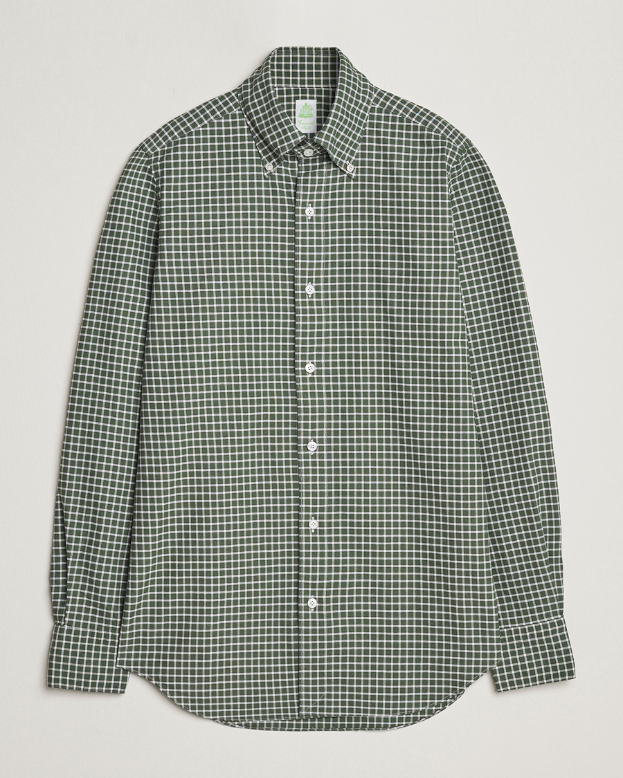 Men | Shirts | Finamore Napoli | Tokyo Slim Oxford Button Down Shirt Green Check
