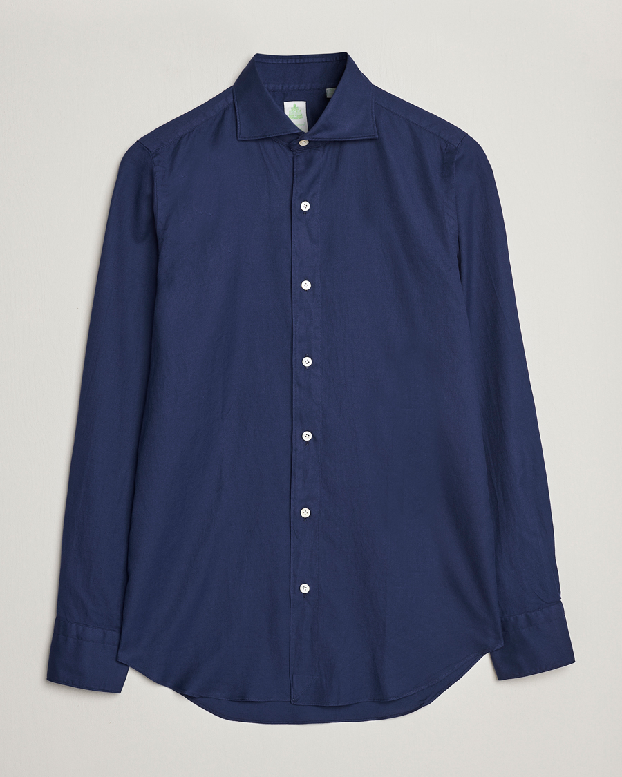 Men | Shirts | Finamore Napoli | Tokyo Slim Flannel Shirt Navy