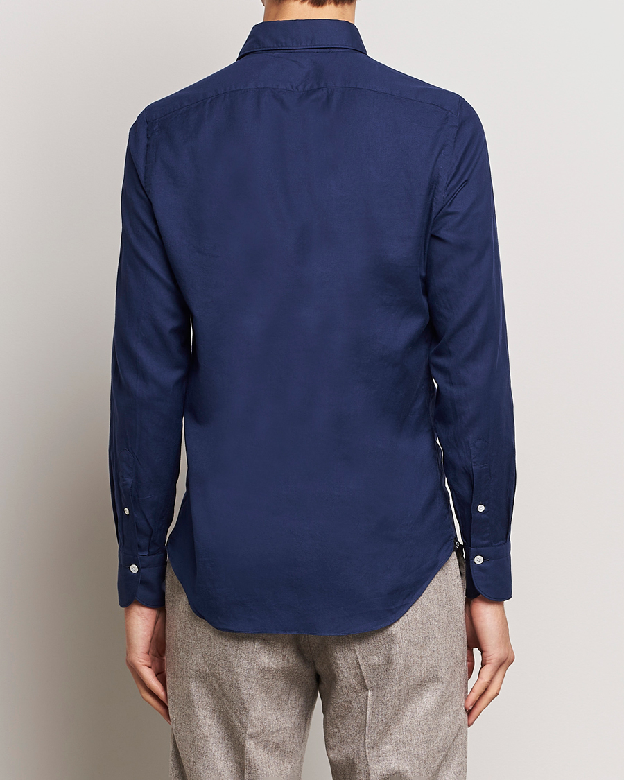 Men | Shirts | Finamore Napoli | Tokyo Slim Flannel Shirt Navy