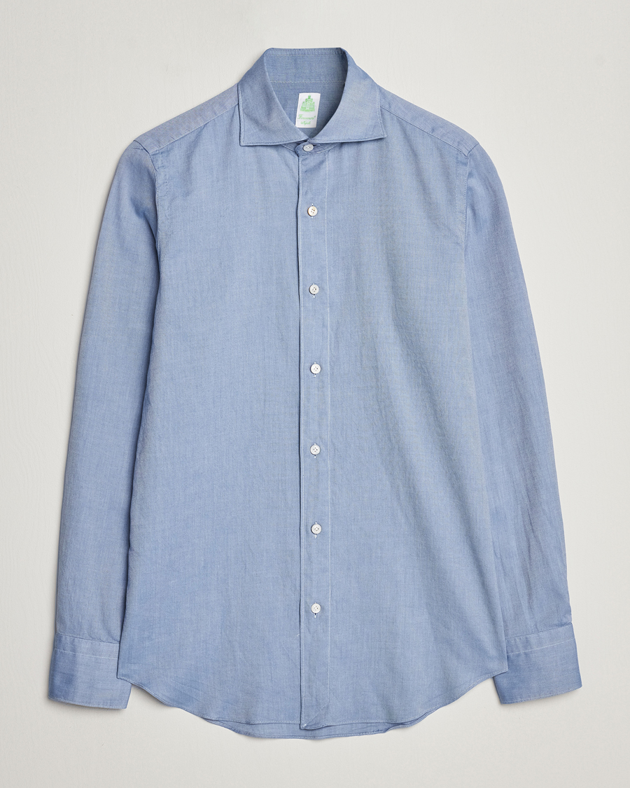 Men | Shirts | Finamore Napoli | Tokyo Slim Flannel Shirt Light Blue