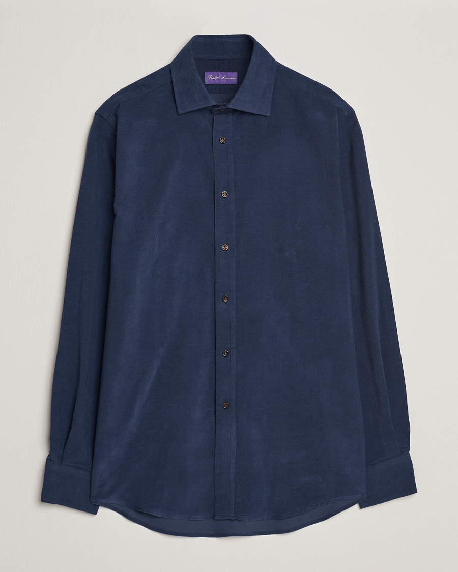 Men |  | Ralph Lauren Purple Label | Cotton/Cashmere Corduroy Shirt Navy