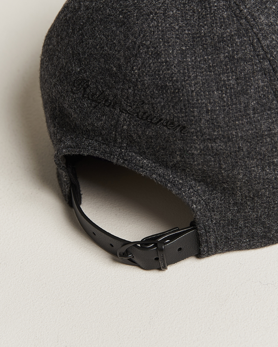 Men | Ralph Lauren Purple Label Herringbone Wool Baseball Cap Charcoal | Ralph Lauren Purple Label | Herringbone Wool Baseball Cap Charcoal