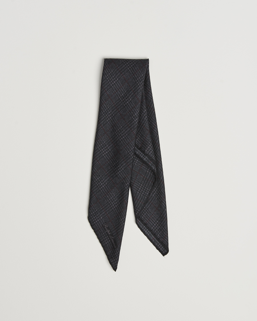 Ralph Lauren Purple Label Glencheck Wool Scarf Charcoal at