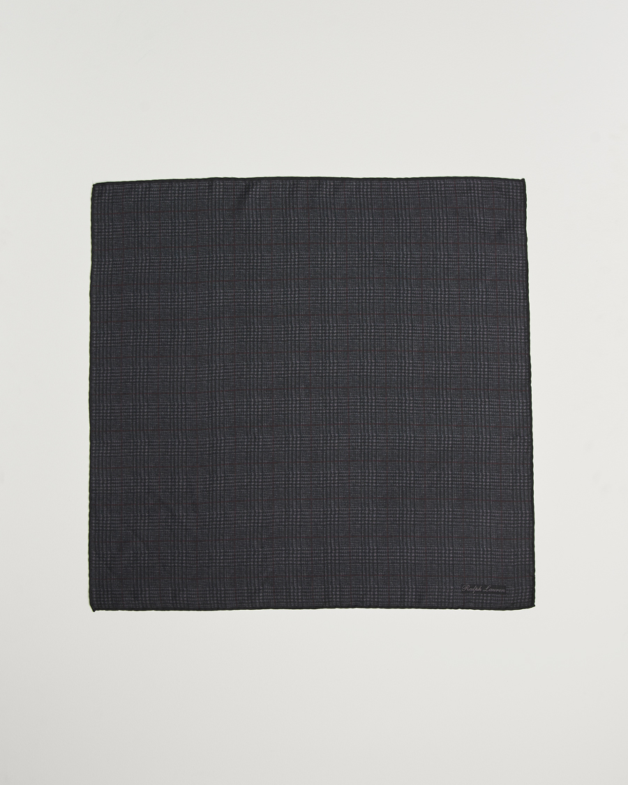 Ralph Lauren Purple Label Glencheck Wool Scarf Charcoal at