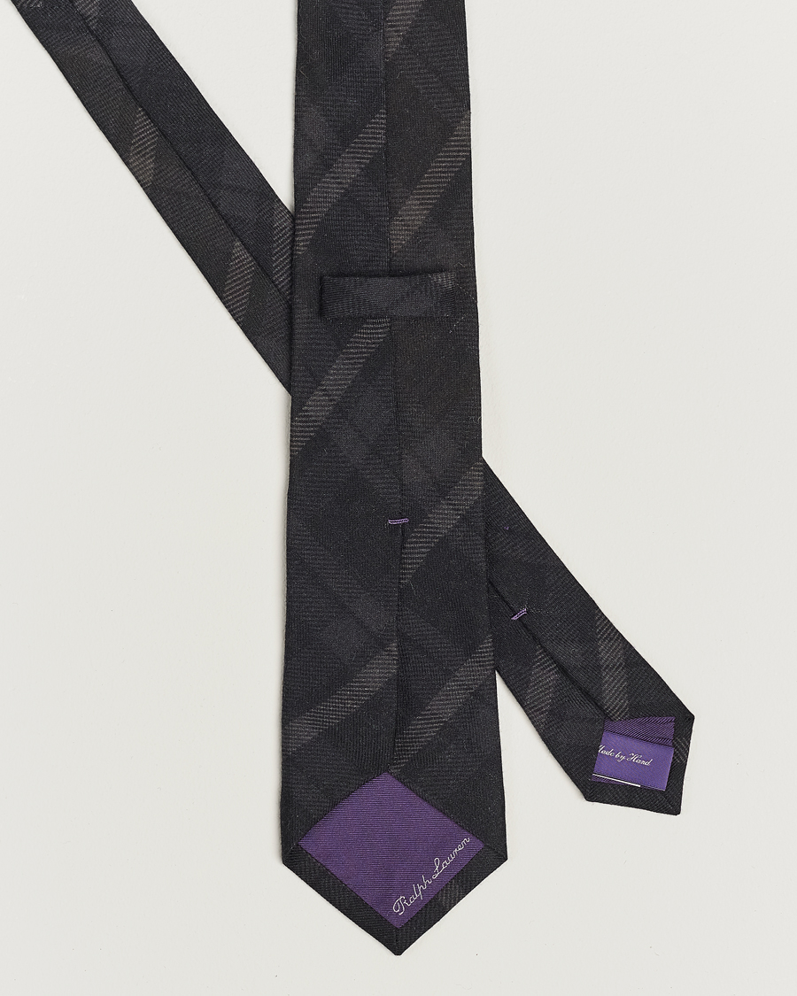 Men |  | Ralph Lauren Purple Label | Tonal Plaid Tie Dark Grey