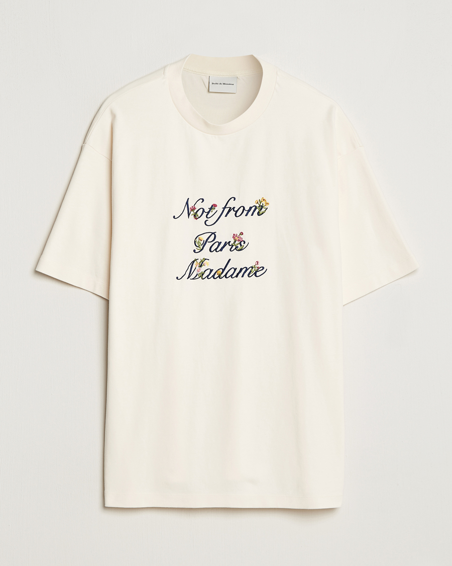 Men | T-Shirts | Drôle de Monsieur | Flower Slogan T-Shirt Cream