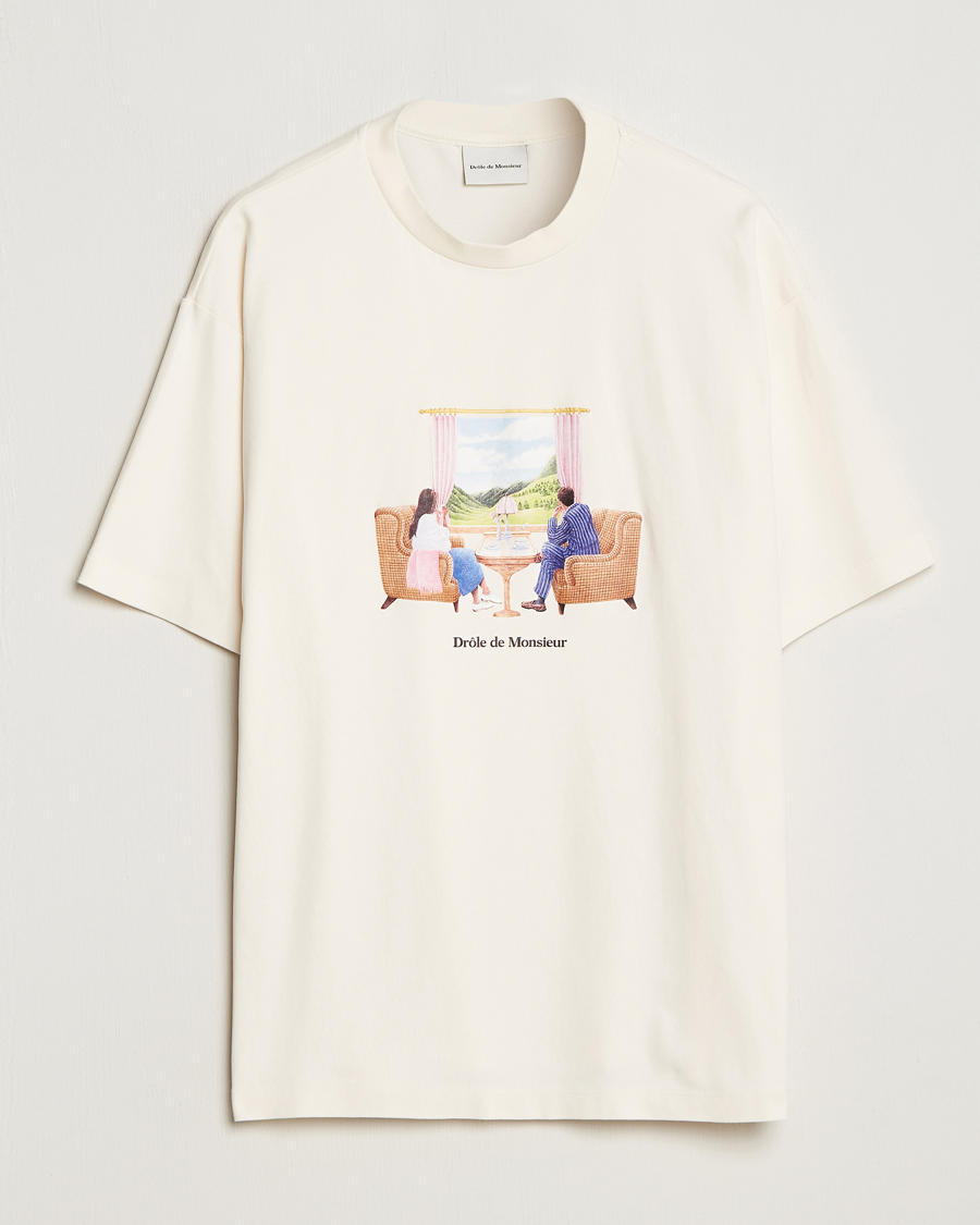 Men | T-Shirts | Drôle de Monsieur | Voyage T-Shirt Cream