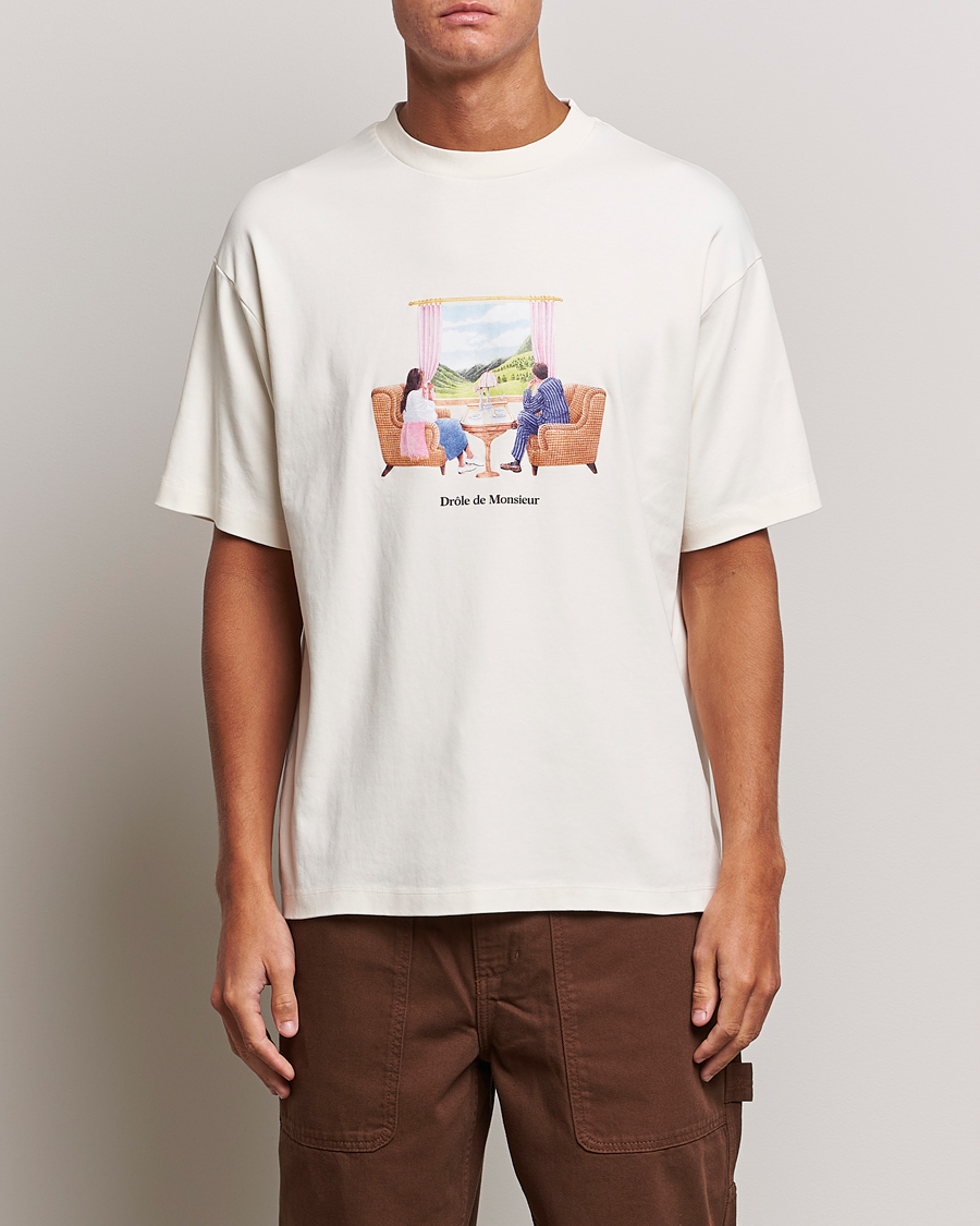 Men | T-Shirts | Drôle de Monsieur | Voyage T-Shirt Cream
