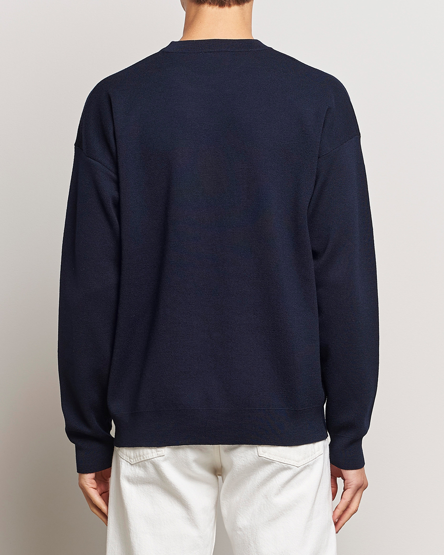 Men | Sweaters & Knitwear | Drôle de Monsieur | Flower Slogan Sweater Navy