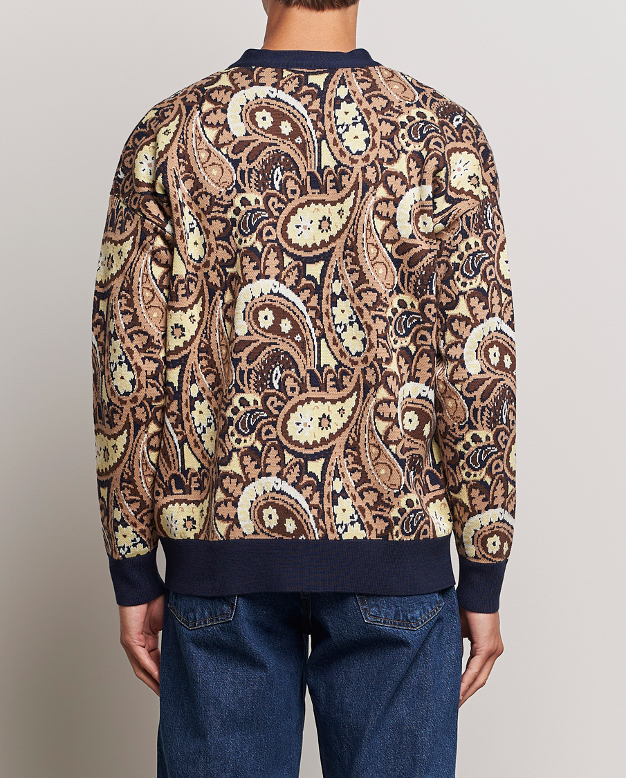 Men | Sweaters & Knitwear | Drôle de Monsieur | Le Cardigan Paisley Navy