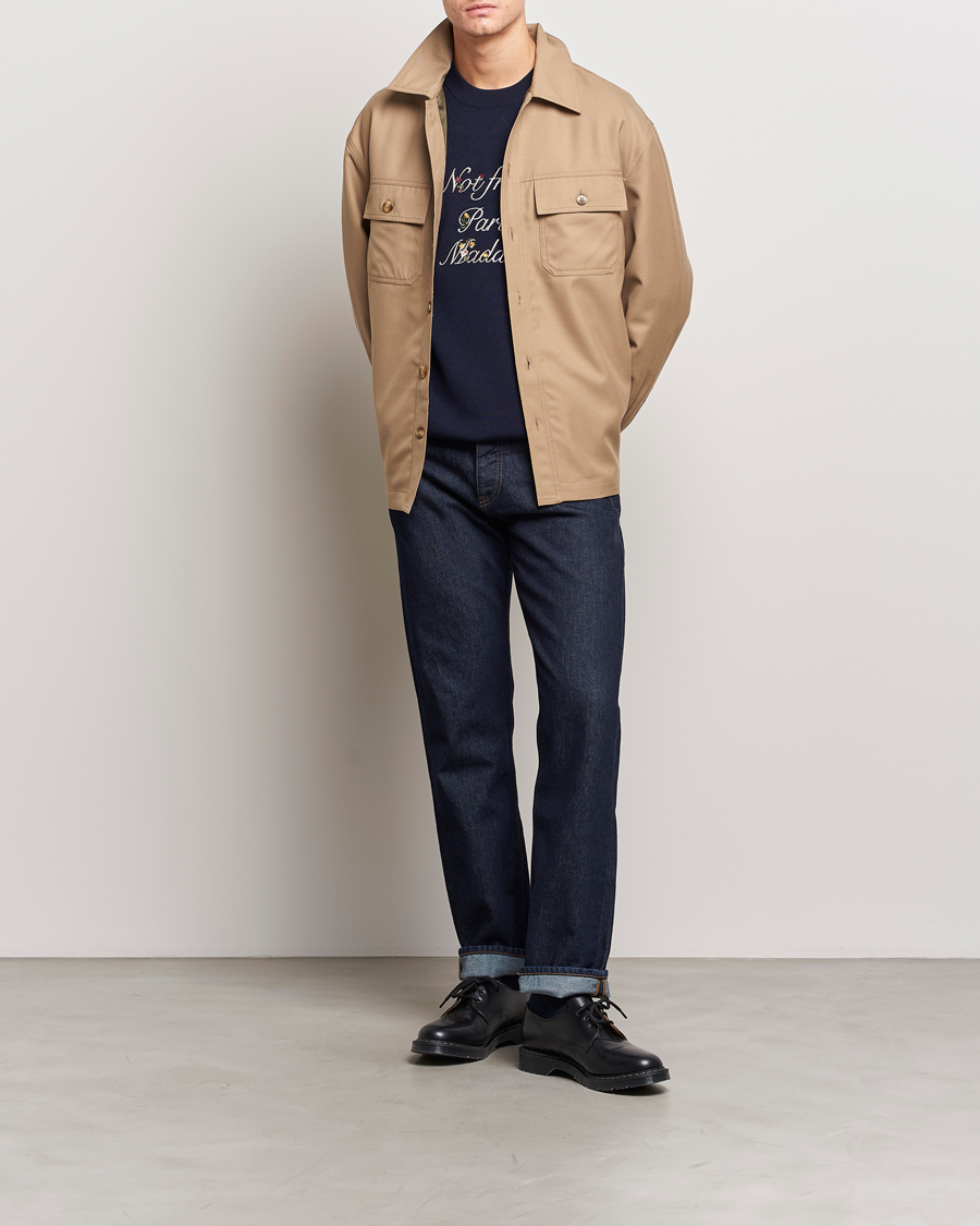 Men | Shirts | Drôle de Monsieur | Flannel Overshirt Beige