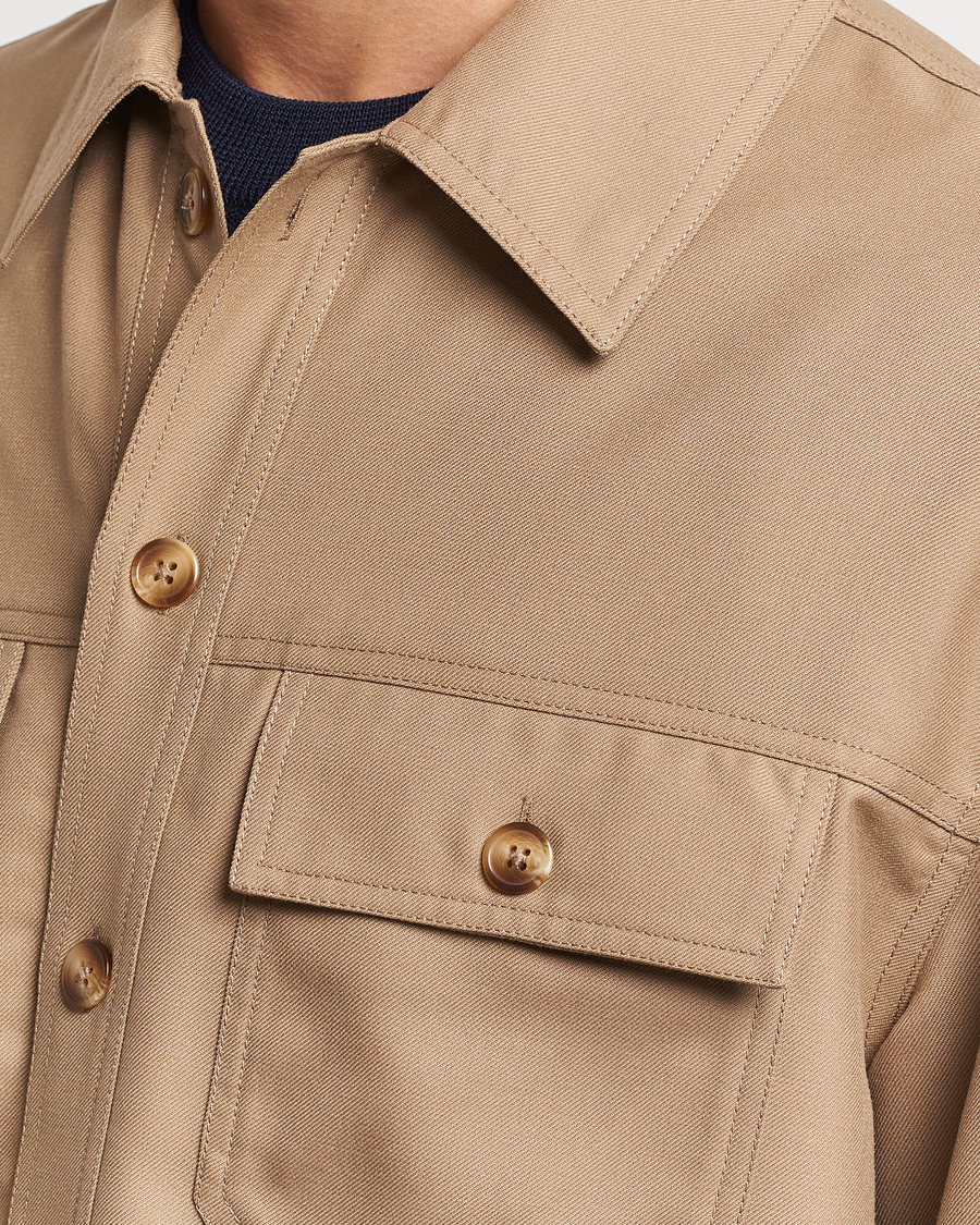 Men | Shirts | Drôle de Monsieur | Flannel Overshirt Beige