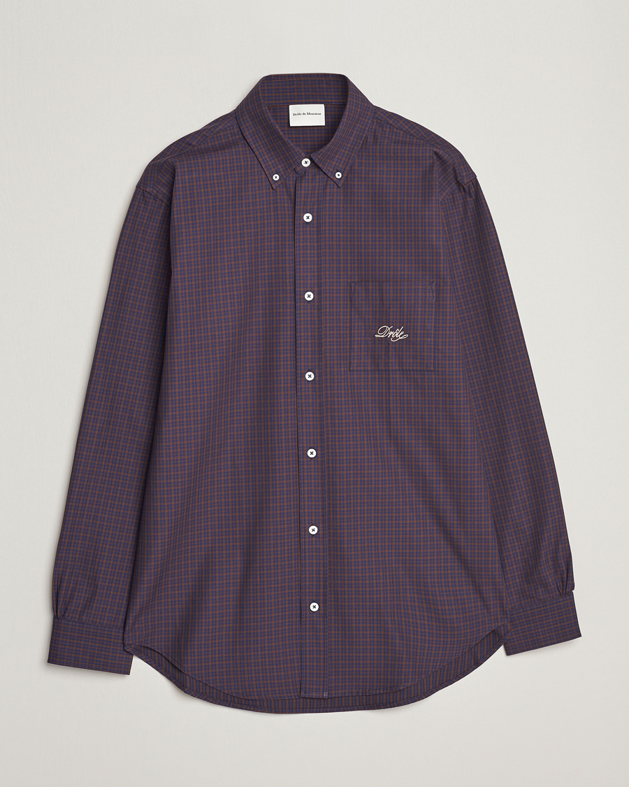 Men | Shirts | Drôle de Monsieur | Signature Check Shirt Dark Brown