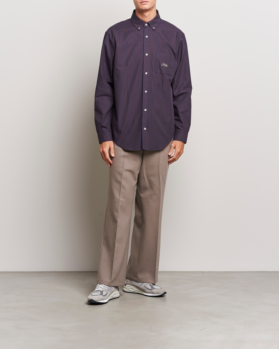 Men | Shirts | Drôle de Monsieur | Signature Check Shirt Dark Brown